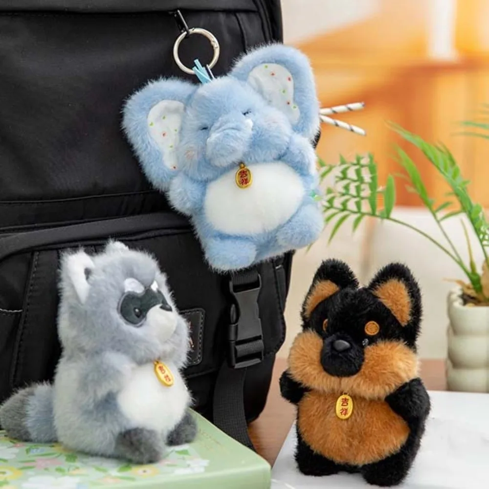 

Cute Cartoon Plush Animal Key Ring Polyester Soft Cat Dog Pendant Baby Elephant Crocodile Monkey Key Chain Bag Charm