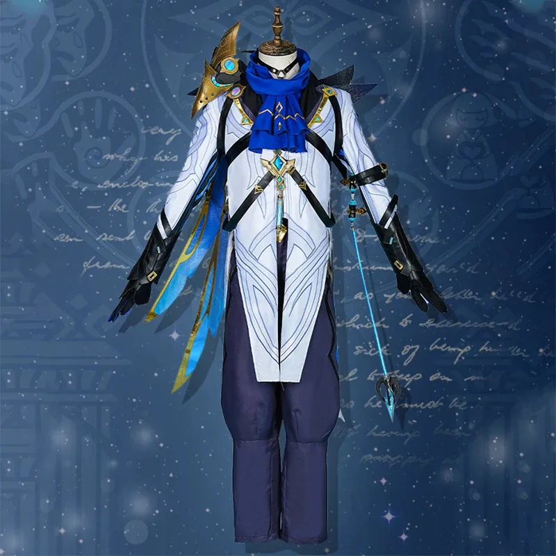 DY20Game Genshin Impact Il Dottore الطبيب تأثيري حلي عباءة شعر مستعار القرط قناع السراويل العليا قفازات أحد عشر Fatui Harbinger رجل