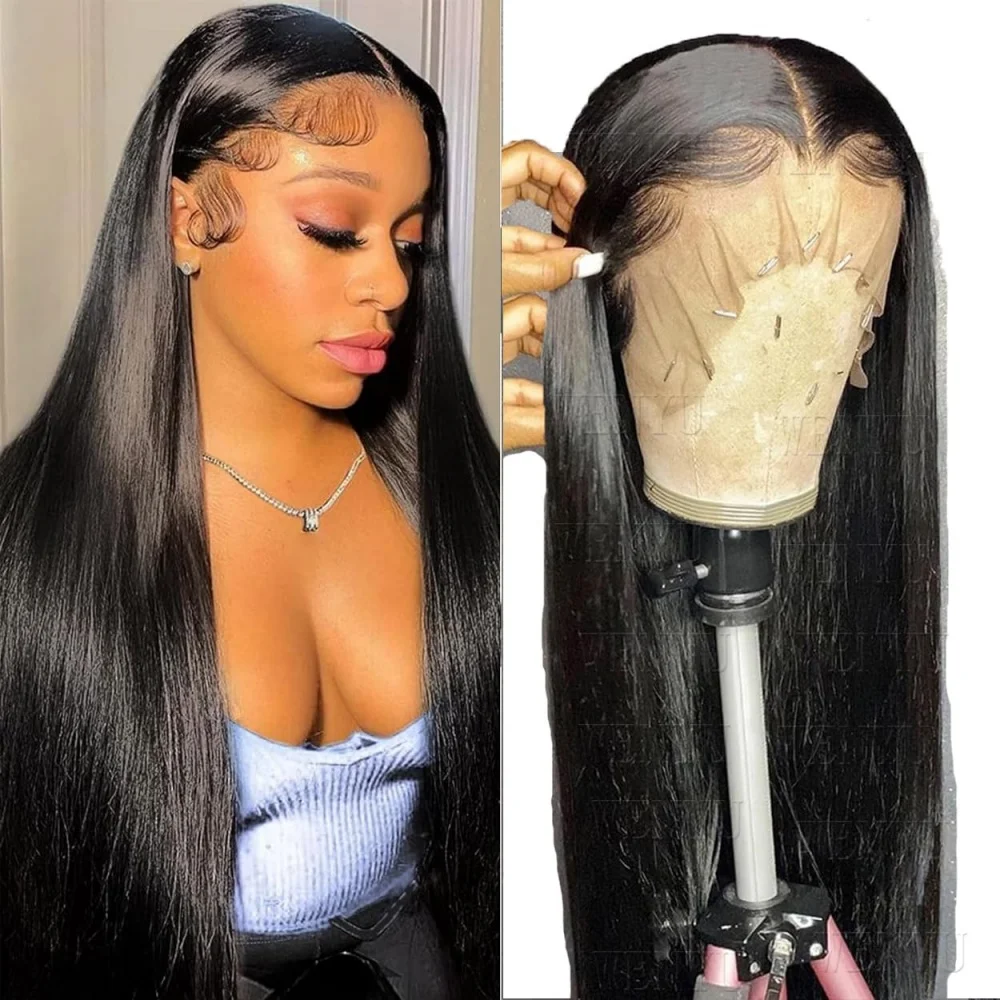 

200% Density Silky Straight Lace Wigs Human Hair Pre Plucked 13x4 Lace Front Wig Brazilian 13x6 Transaprent Lace Human Hair Wigs