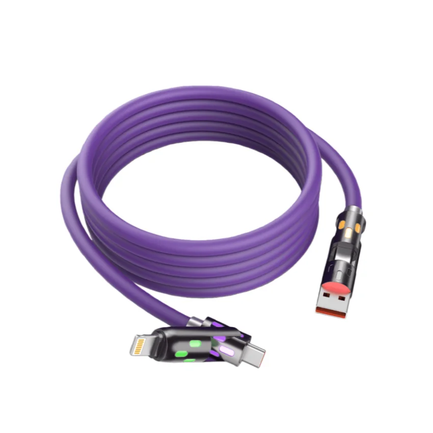 

Кабель USB для быстрой зарядки 240 Вт [3 фута/6 футов] 4-в-1 Type-C для iPhone, Samsung, Huawei, Xiaomi, многопортовый, для нескольких устройств