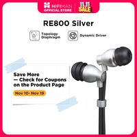 HIFIMAN RE800 Silver Dynamic Driver with Topology Diaphragm Ergonomic Fit Wired Hi-Fi In-Ear Earphones for Audiophiles