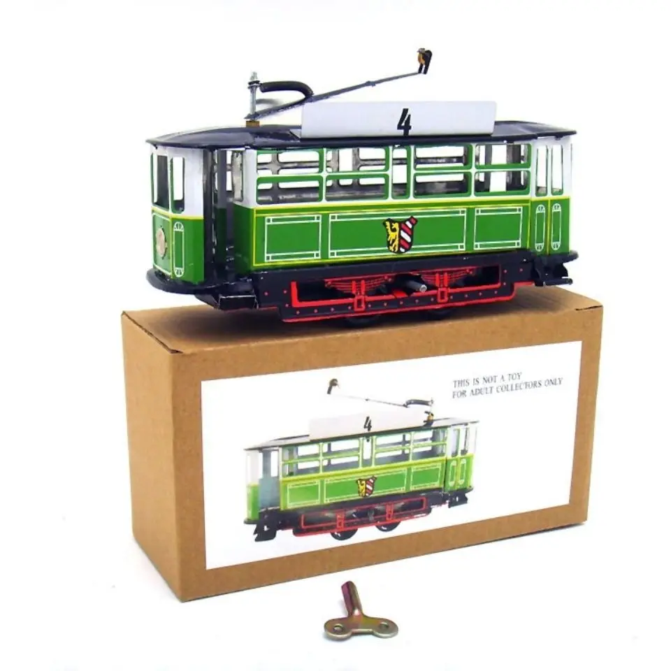 MS638 Poled Tram Adult Collection Vintage Toy Photography Props Iron Sheet Toy Restaurant Cafe Decoration