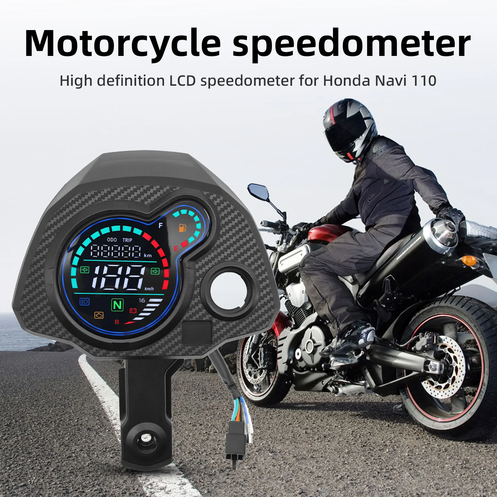 For Honda Navi 110 Universal Motorcycle Digital Panel Speedometer LCD Tachometer with Turn Signal Lights Fuel Gauges Accessories