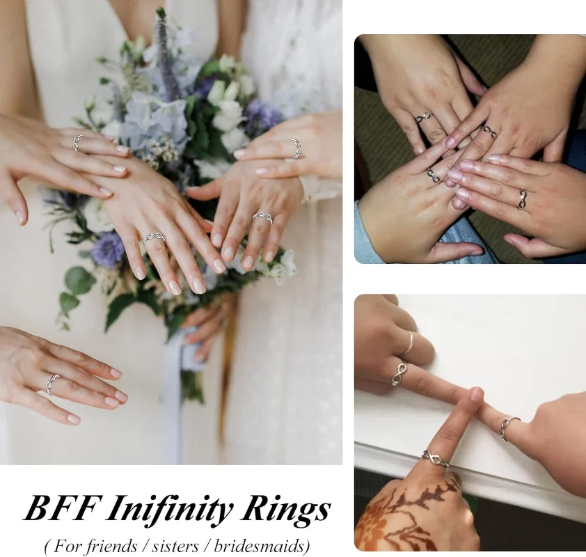 Simpel Infinity Knot Rings, Nice Cute BFF Friendship/Bridesmaid Band Rings, Dainty Eternity Promise Wedding Bands Every Day Ring