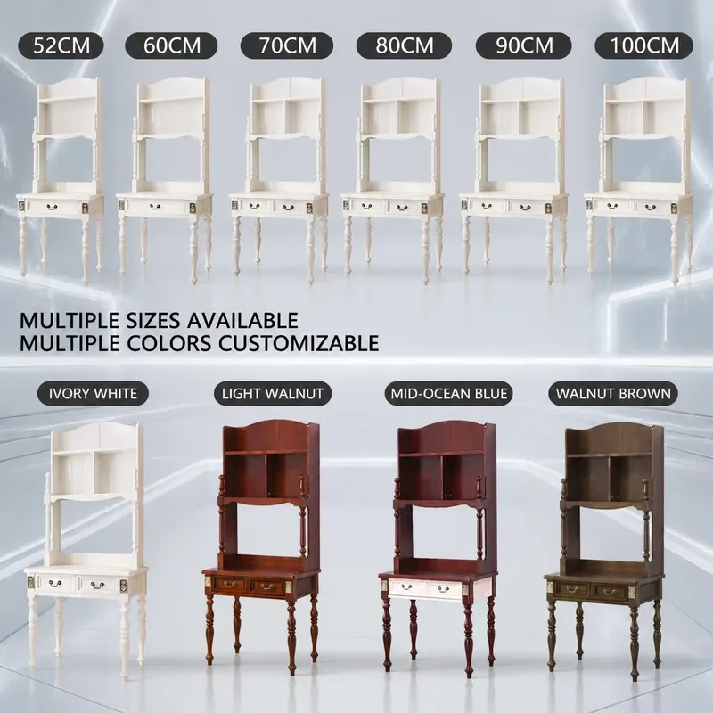 Solid Wood Desk with Integrated Bookshelf 80cm 90cm Wide Computer Writing Table for Home Small Apartment Student Study