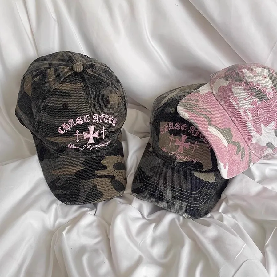 1 PC Retro old cross-stitch camouflage baseball cap for men and women matching face small new casual soft top Sun baseball cap