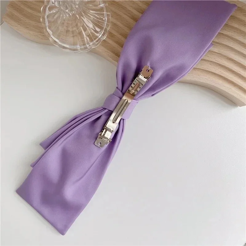 جديد كبير الساتان مشبك شعر فيونكات شعر فتاة النساء الصلبة الوردي الأسود متعدد الطبقات دبوس الشعر القرصات الموضة الكورية لإكسسوارات الشعر