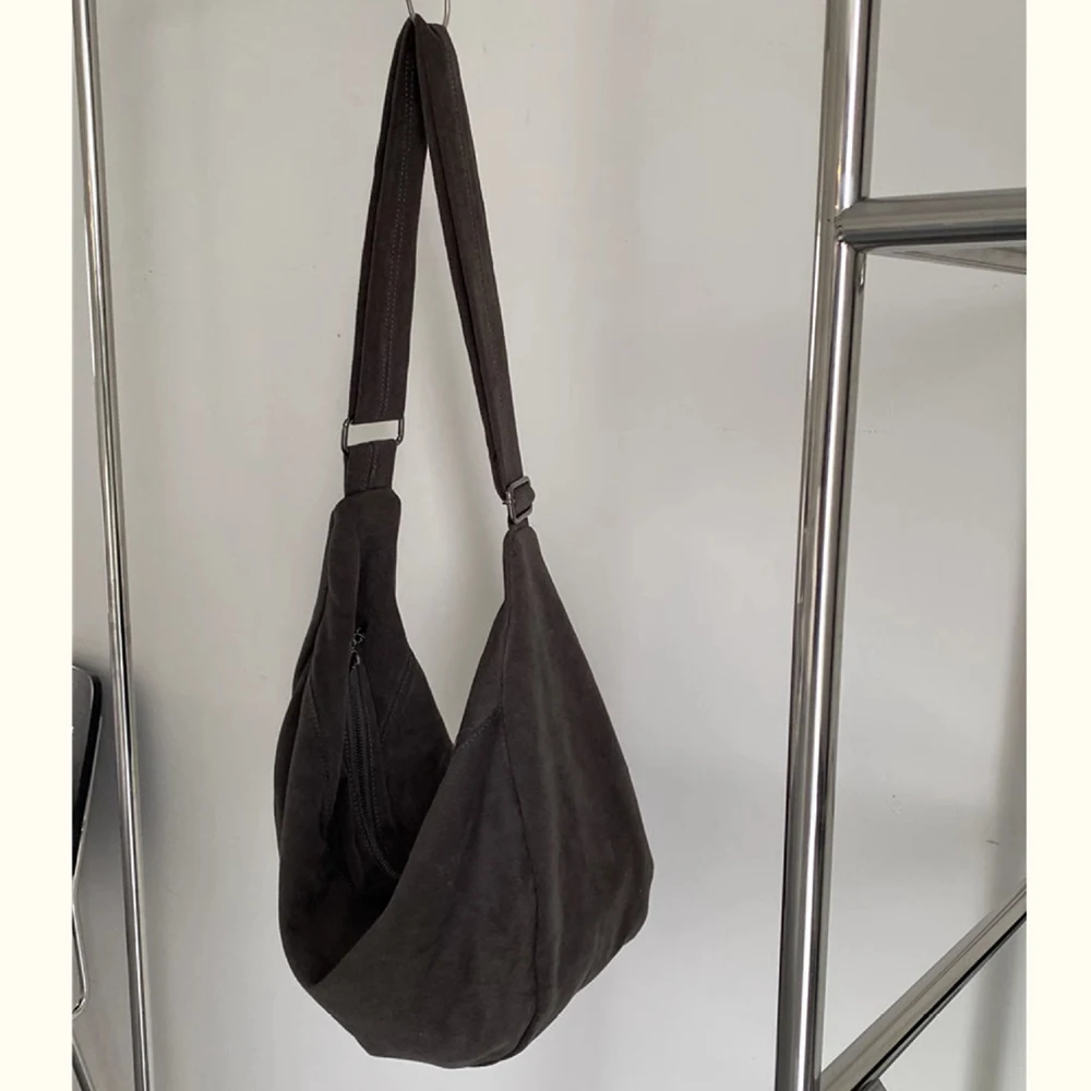 Large Capacity Canvas Hobos Tote Bags For Unisex Casual Half Moon Cloud Dumpling Shoulder Bag Soft Crossbody Bag Shopper Purses