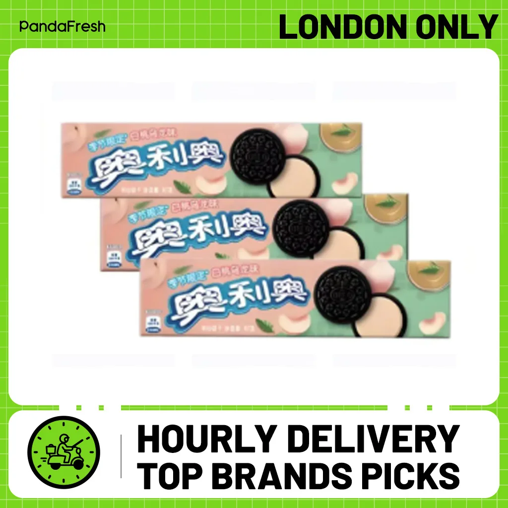 بسكويت أوريو ساندويتش - نكهة الألونج الخوخ الأبيض، عبوة من 3 قطع، 97 جرام/الحقيبة