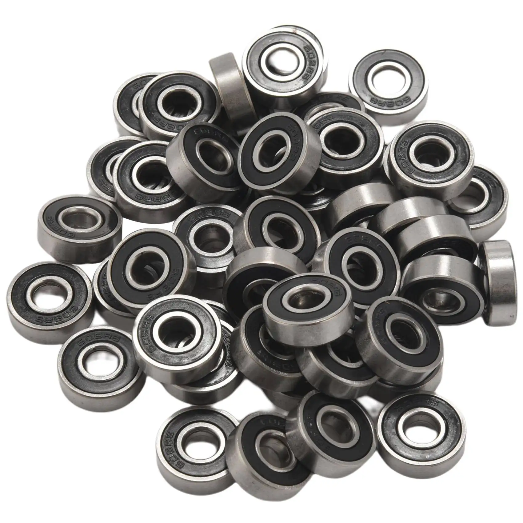PZHI-50Pcs/Set 608 2RS Ball Bearing ABEC-5 8X22X7 Mm Deep Groove Carbon Steel Sealed Ball Bearings