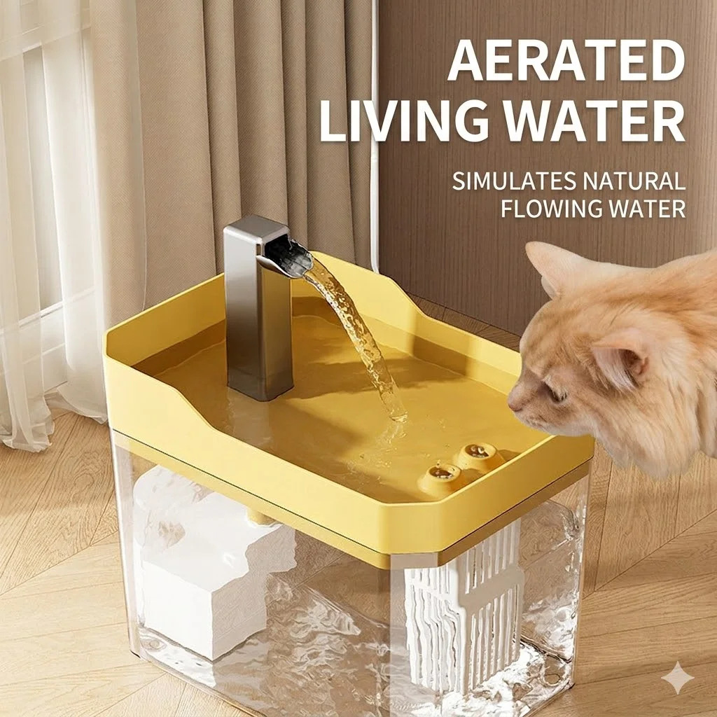 Cat Water Fountain Auto Filter Transparent Drinker USB Recirculate Filtering Water Dispenser with Pump for Cat to Drink