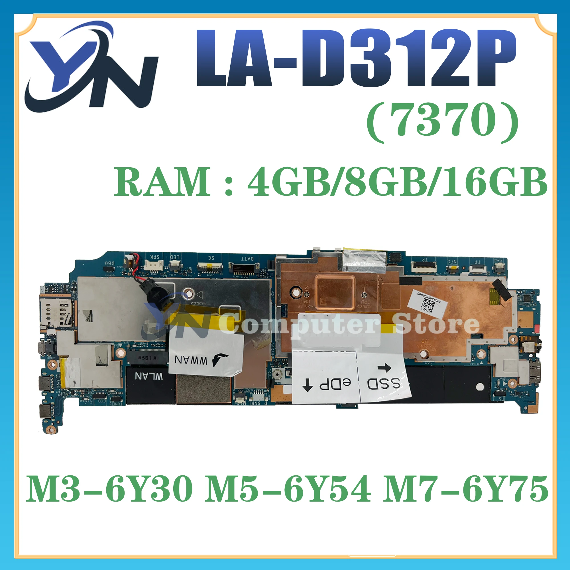 

LA-D312P Mainboard For Dell Latitude 13.3" 7370 Laptop Motherboard M3 M5 M7 RAM-4GB/8GB/16GB 100% TEST OK