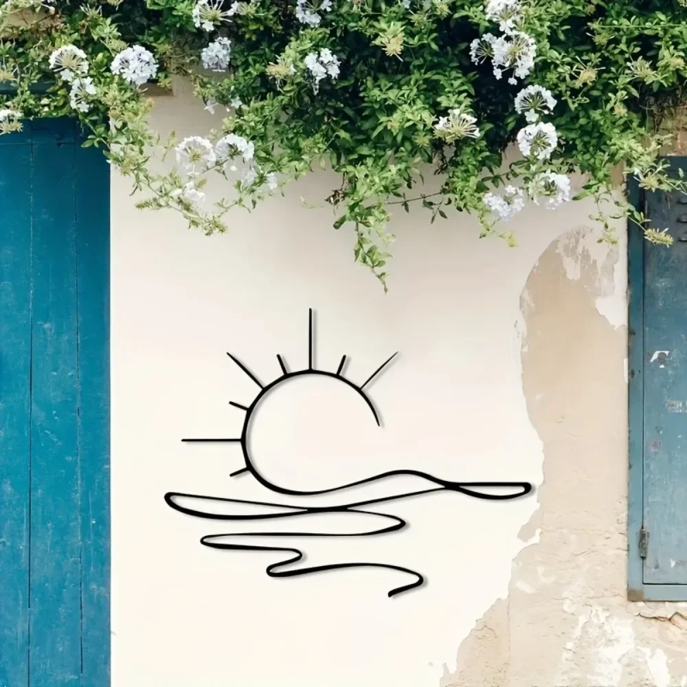 Sonnenaufgang Eisen-Wanddekoration, Minimalistische Moderne Wohnkunst, Rostfreie Metallskulptur für Wohnzimmer