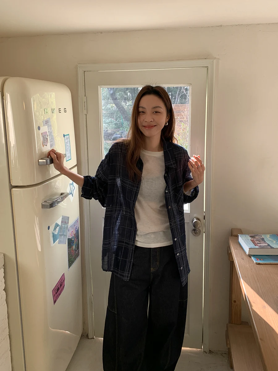 

Sun Protection Casual Sle Women's Long Sve irt id Pattern Spring Summer Loose Fit Cotton Polyester Blend Top