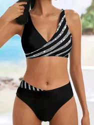 Bikini blanco con Push-Up para mujer, traje de baño a rayas, microbañador Sexy de talla grande, conjunto de dos piezas, ropa de baño brasileña XXXL
