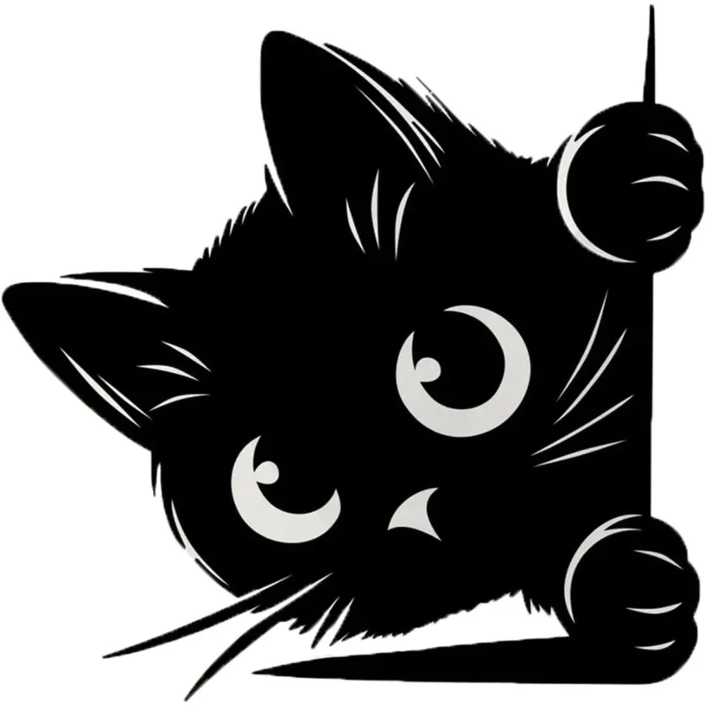 Peeking Black Cat Silhouette Stickers, Waterproof Decals for Car Window Bumper Decor