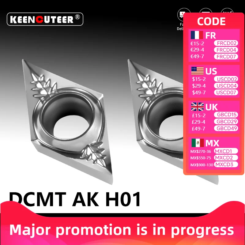 

Алюминиевые пластины DCGT070208-AK H01 и алмазные пластины DCGT07/11 для токарных станков с ЧПУ для обработки внутренних отверстий