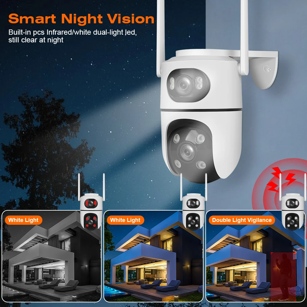 TAITAS 8MP WiFi Camera PTZ Dual Screens Auto Tracking Night Vision CCTV Surveillance Camera Outdoor 4MP Security IP Camera icsee