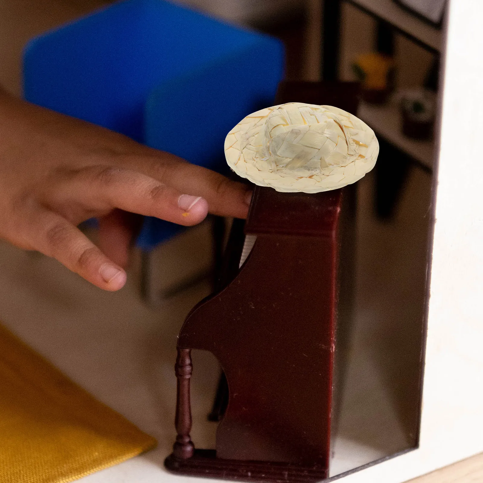 10 pezzi artigianali piccoli cappelli di paglia piccola decorazione topper per biberon casa delle bambole carino pasquale per contadino in miniatura