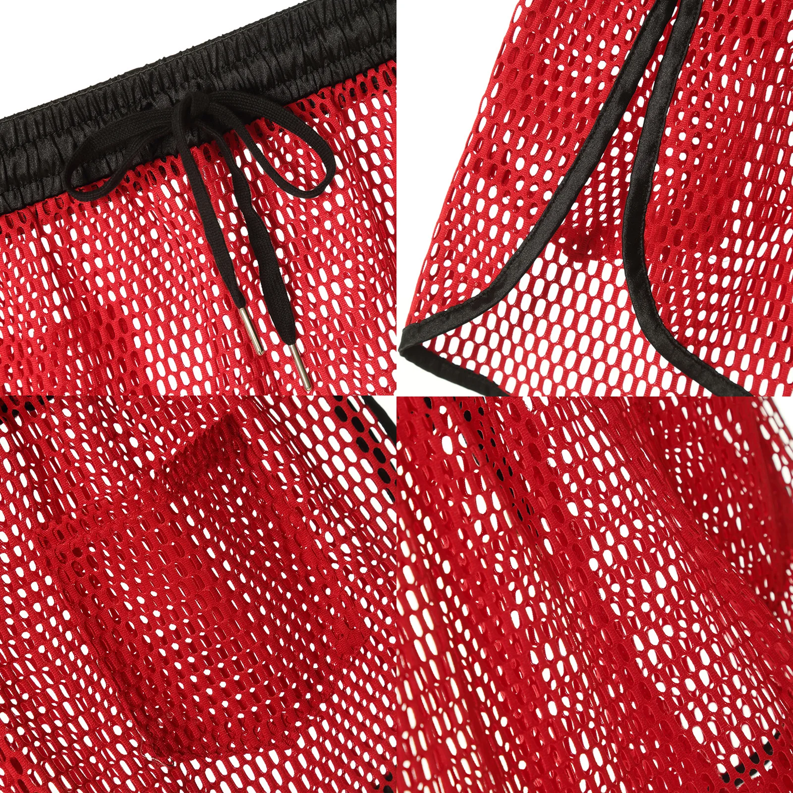 Men's Sexy See-Through Arrow Pants Mesh Hollow Sides Open Loose Boxer Shorts Breathable Fishnet Anal Transparent Men Trunks