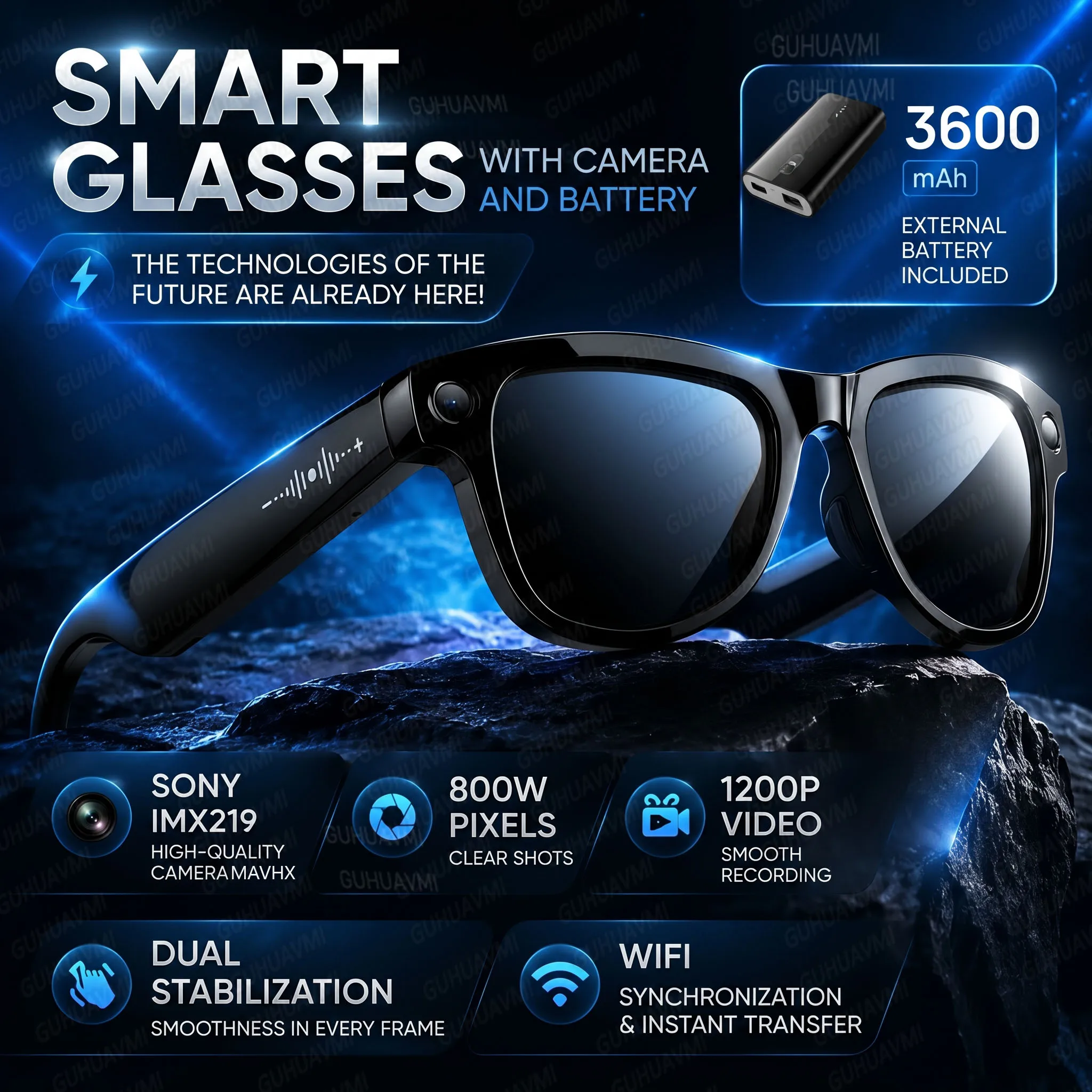 

New 2026 AI Smart Glasses 1080P Camera Video Recorder Open Ear Bluetooth Audio Voice Control WiFi Sync Sports Glasses Men Use HD