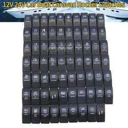 1pcs 12V 24V Car Boat Caravan Rocker Switches Waterproof Rocker Switch Dual Blue LED Light Bar  Rocker Reverse Rear Light Switch