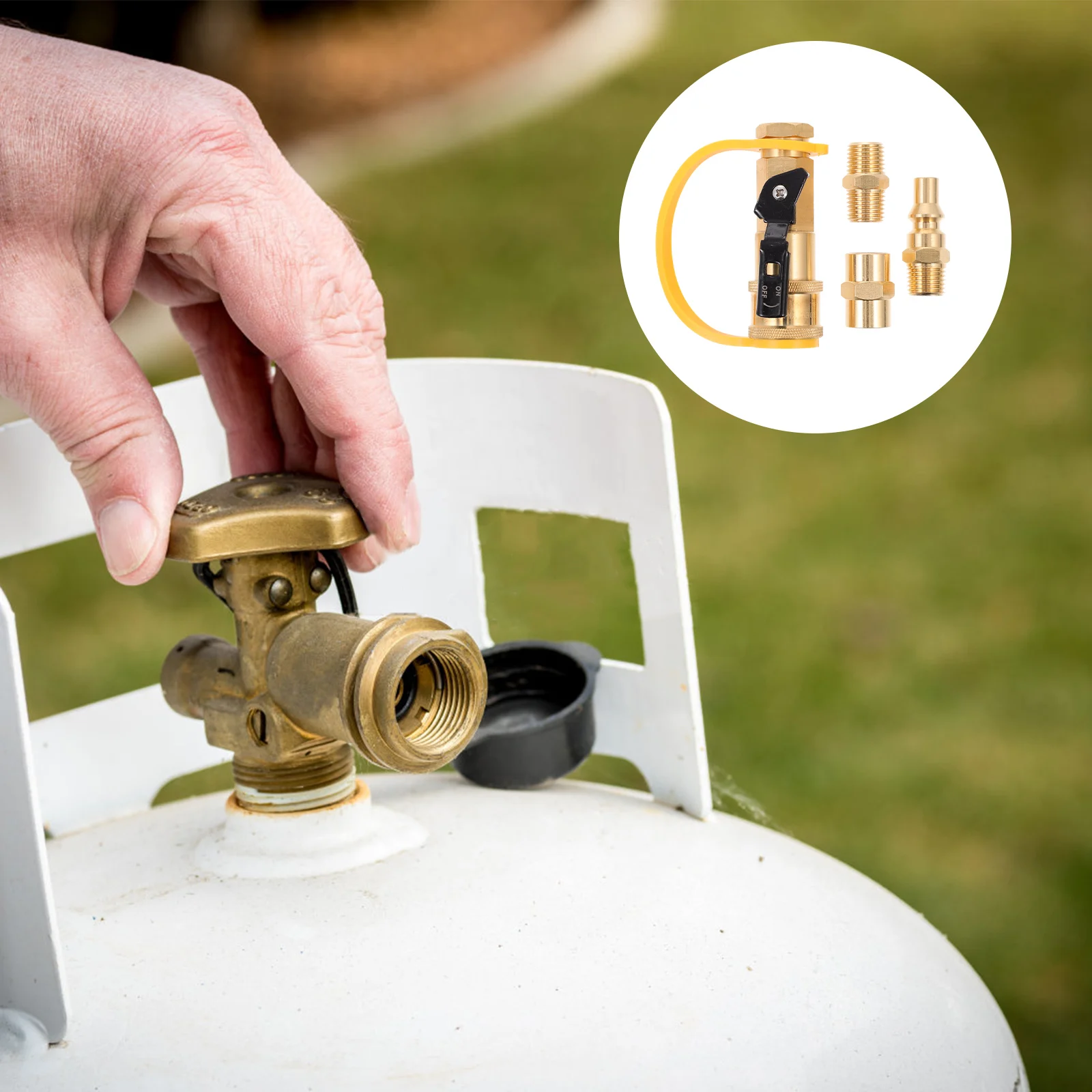 

1Set Gas Can Converting Valve Brass Propane Adapter Small Camping Stove Connector Outdoor Bbq Accessories Propane Adapter