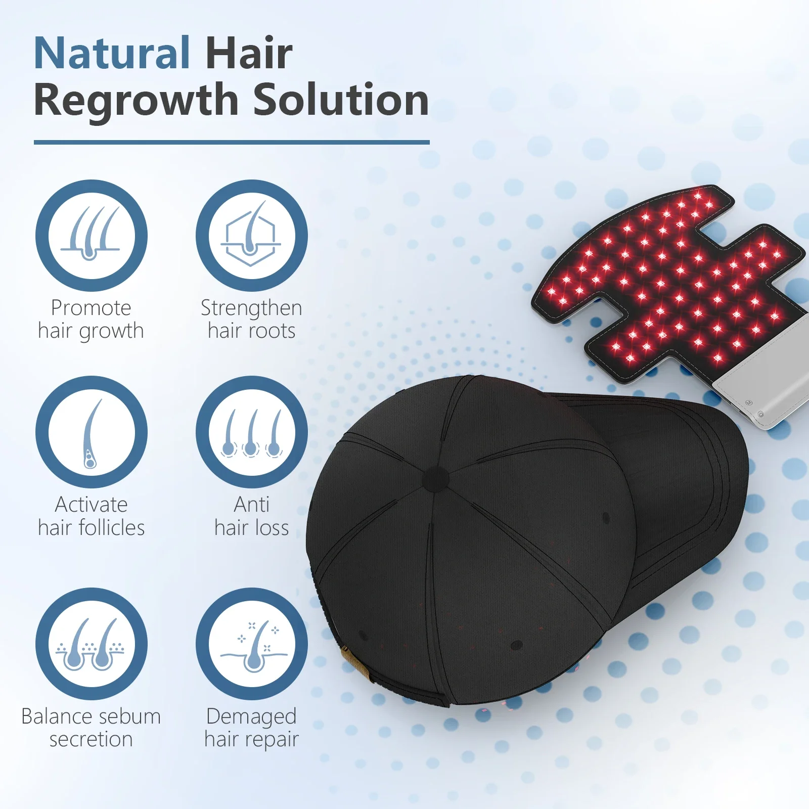 KTS Hair Growth Laser Cap 70x630nm Red Light Therapy Cap Device Anti Hair Loss Led Hair Growth Hat Near Infrared Relax Head Treatment