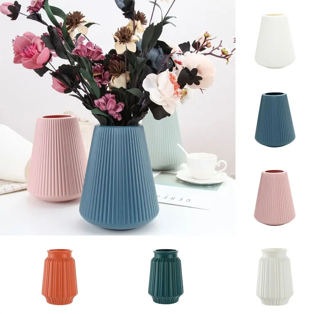 Nordic Creative Vase Home Decor Flower Vases For Homes Wet And Dry Planter Desk Decoration Imitation Ceramic Plastic Crafts