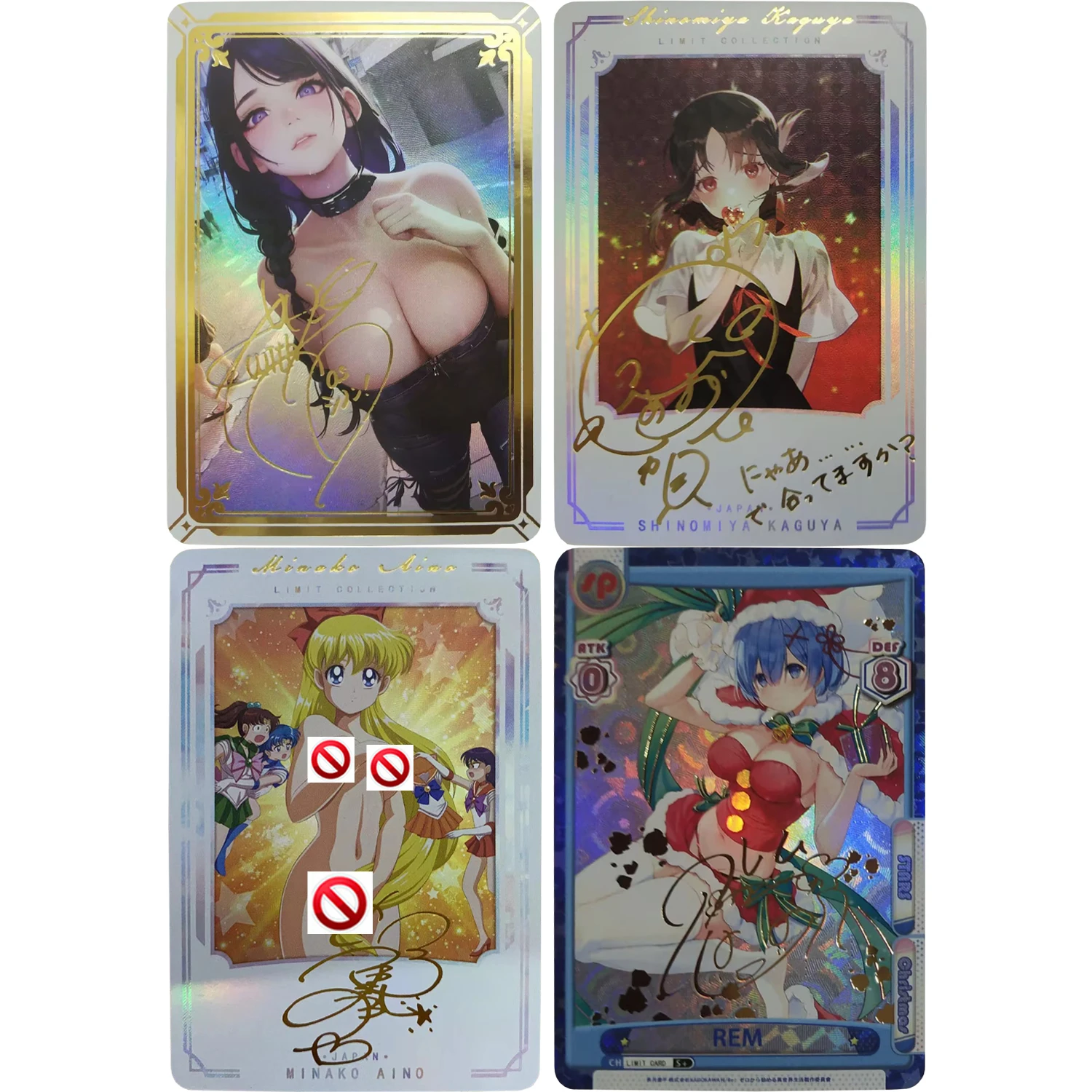 

Beelzebul Rem Shinomiya Kaguya Refractive Hot Stamping Signature Flash Cards Classic Anime Collection Cards Gift Toy