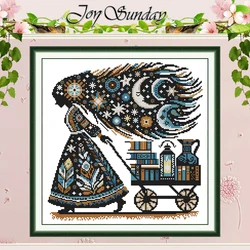 Magical Girl Counted Cross Stitch Kit - DIY Embroidery Needlework Set on 11CT 14CT 16CT Stamped Aida with DMC Thread Home Decor