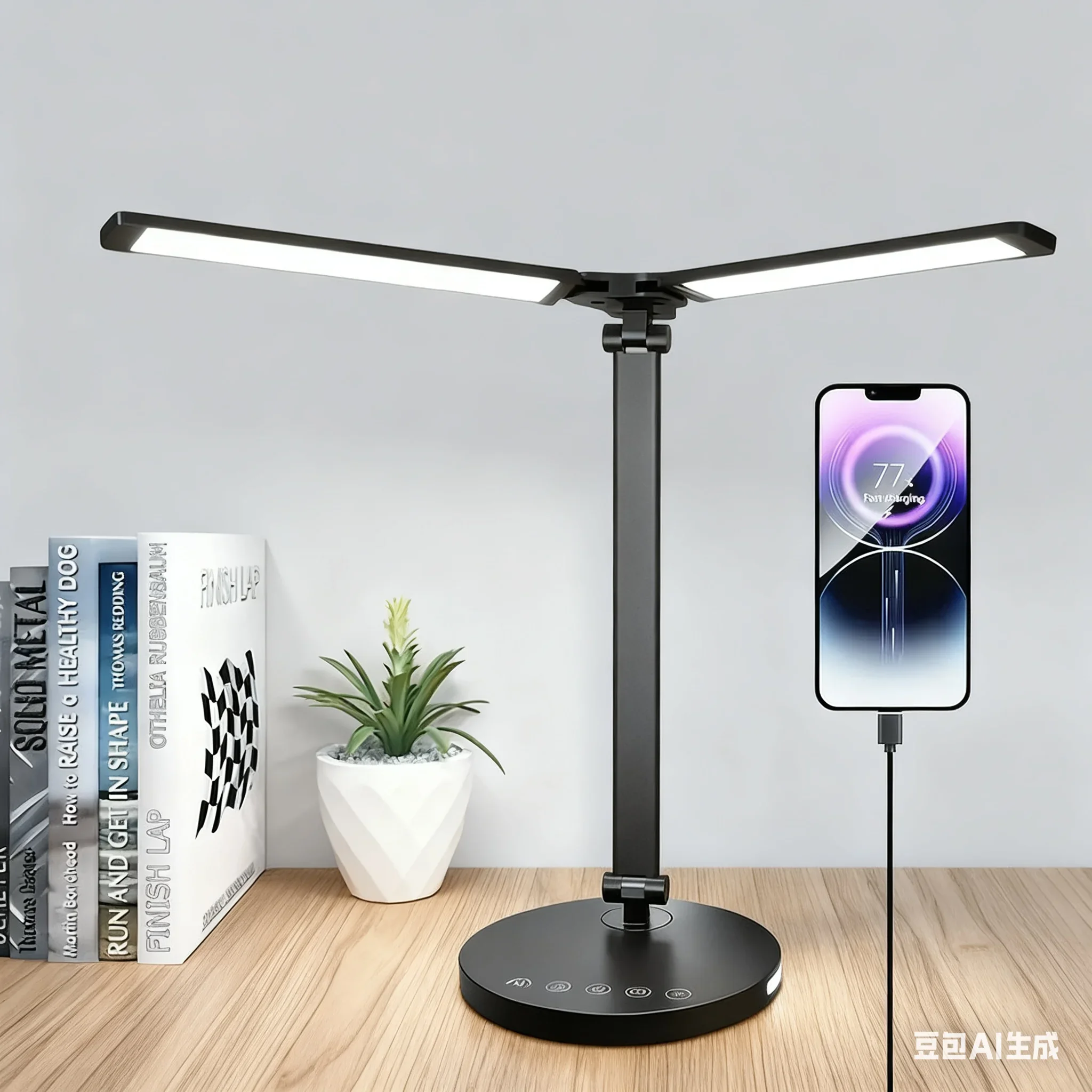 Eye-Caring LED Desk Lamp, Bright Adjustable Swing Arm Table Light with USB Charging Port, Task Lamp for Work Study Reading