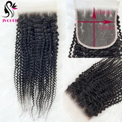 5X5 Transparante Kanten Sluiting Kinky Krullend 100% Peruaanse Remy Menselijk Haar Zwitserse Kanten Sluiting Frontale Voor Vrouwen Natuurlijk Zwart