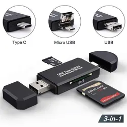 USB Type C Adapter 3 in 1 Computer Android Mobile Phone Dual Use Typec Multifunctional OTG Card Reader Mini Camera TF SD Card