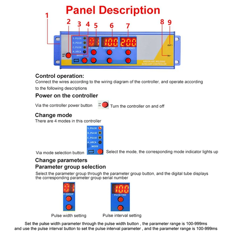 ABLN-Machine อาร์กอน Arc Welding Pulse Controller เชื่อมเย็น Controller เชื่อมจุดเชื่อม Mach