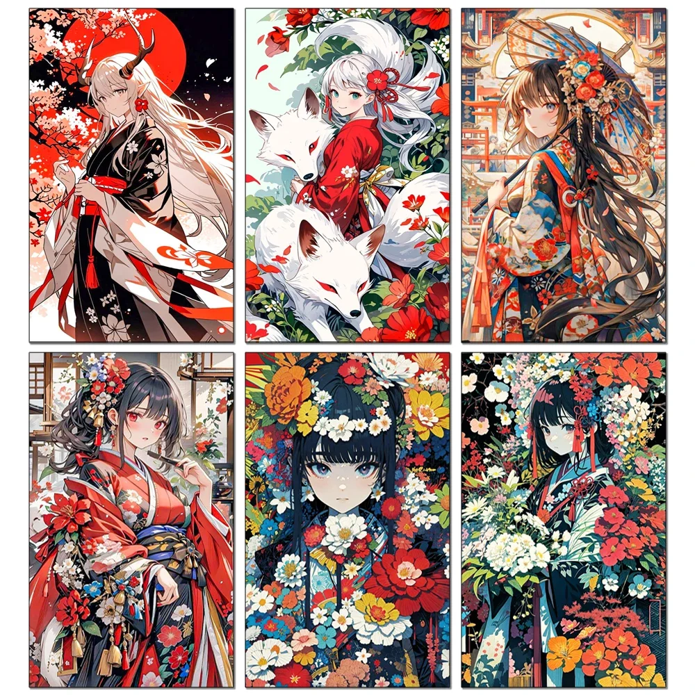 

Аниме алмазная живопись мультфильм девушка цветок лиса полный круглый алмаз 5D Алмазная вышивка крестиком домашний декор искусство