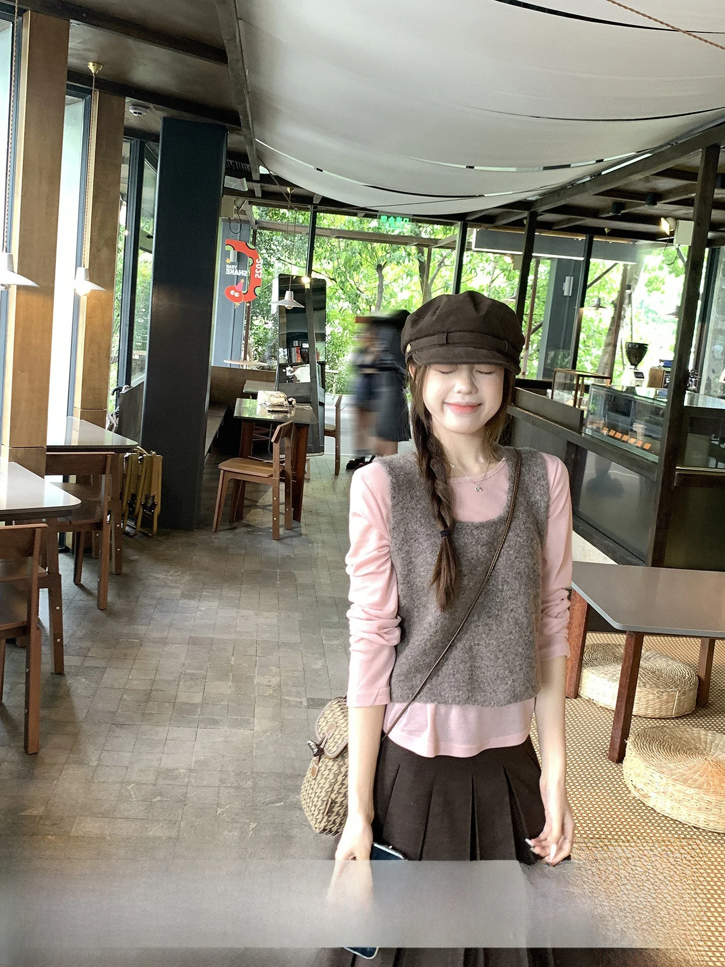 

Women's Soft Knitted round Ne Base irt And Vest Set Two-Piece Suite Korean Sle Color Colion ort Sve Casual Wear