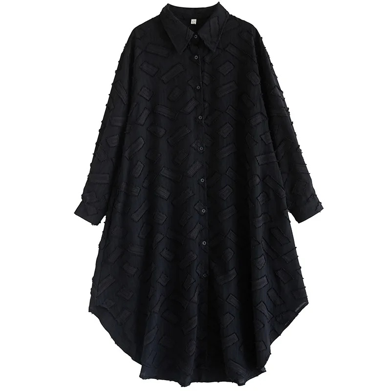 فستان SuperAen فضفاض كبير الحجم بلون سادة بسيط من قماش الجاكار لربيع وخريف 2025 فستان غير متماثل على شكل حرف a #6