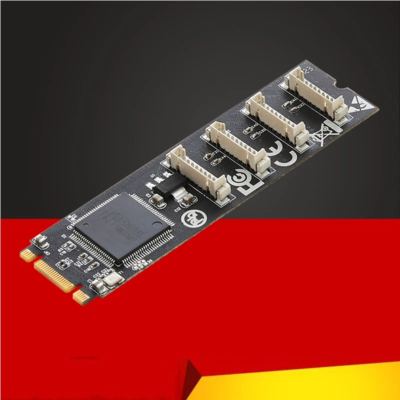 M.2 B+M Key to 4 Port RS232 Serial Card DB 9Pin 4 Com Ports Controller RS-232 Industrial Serial Expansion Card Riser WCH384 Chip