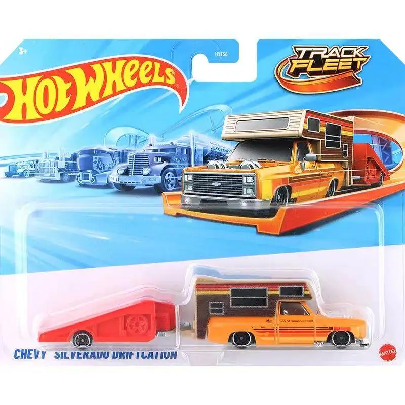 Hot Wheels Hyt56, Modelo de Auto de la Serie Vehículos de Transporte Ferroviario, Camioneta Chevy Silverado, Camión de Transporte de Derrapes, Regalo Coleccionable
