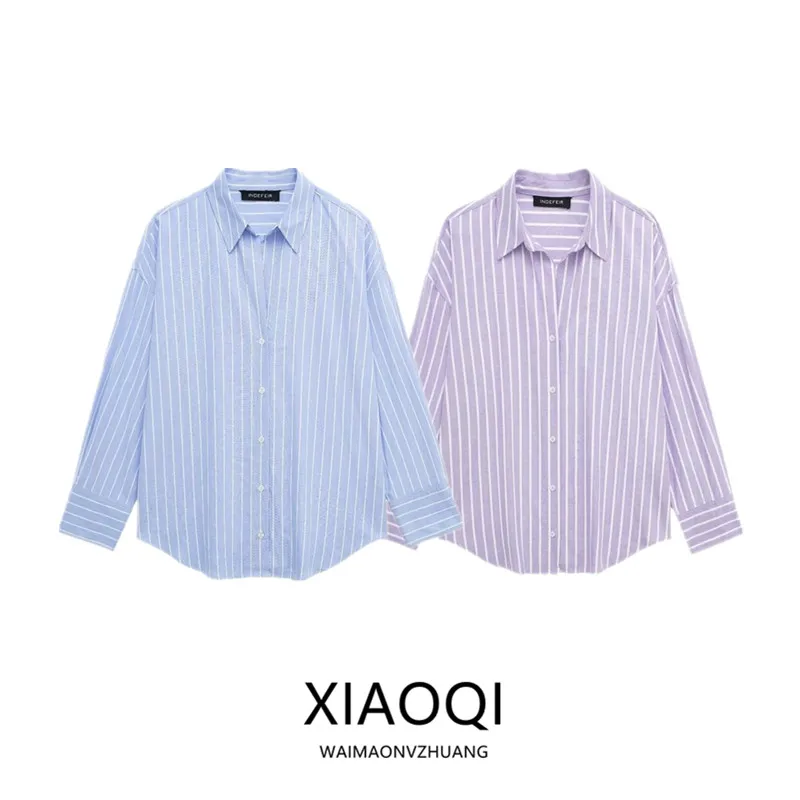 

Spring 2024 Women's Ox Stripe irt Versatile Design Classic Long Sve Loose Fit Versatile Sle for All Ocns