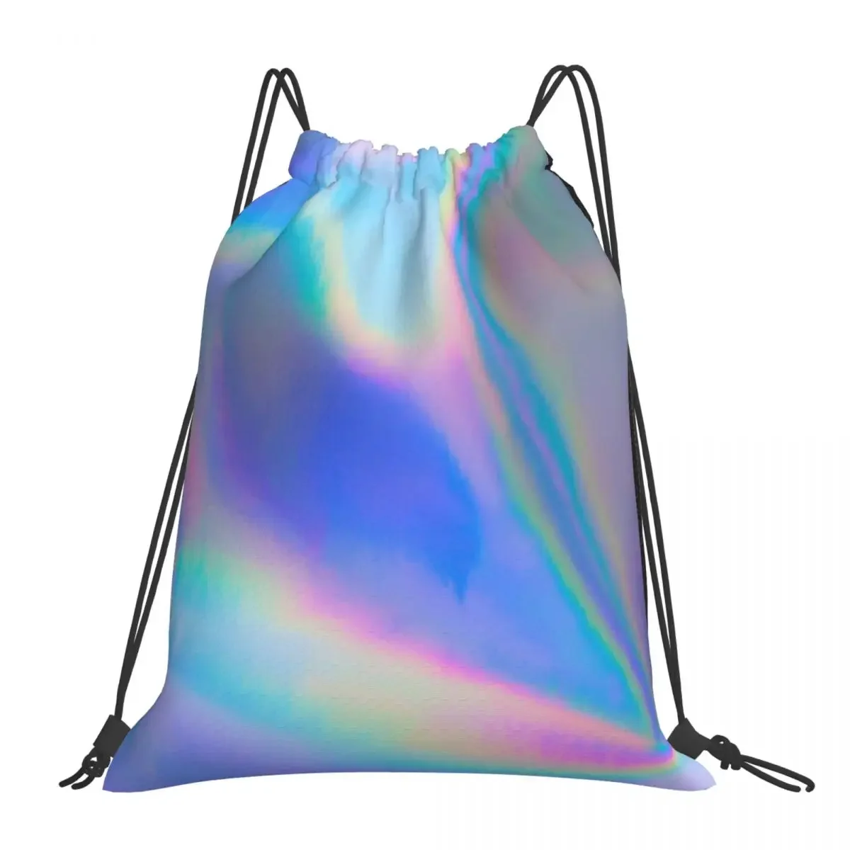 Holographic Foil Surface Backpacks Portable Drawstring Bags Drawstring Bundle Pocket Sports Bag Book Bags For Man Woman Students