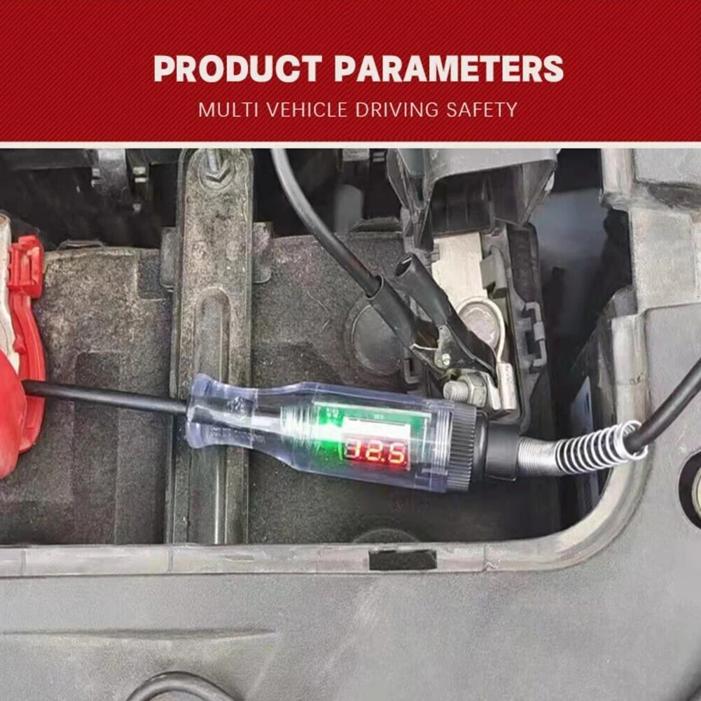 Electrical Test Probe Pen Designed for 6V 12V 24V DC Vehicle Circuits with Spring Wire up to 2M and Polarity LED
