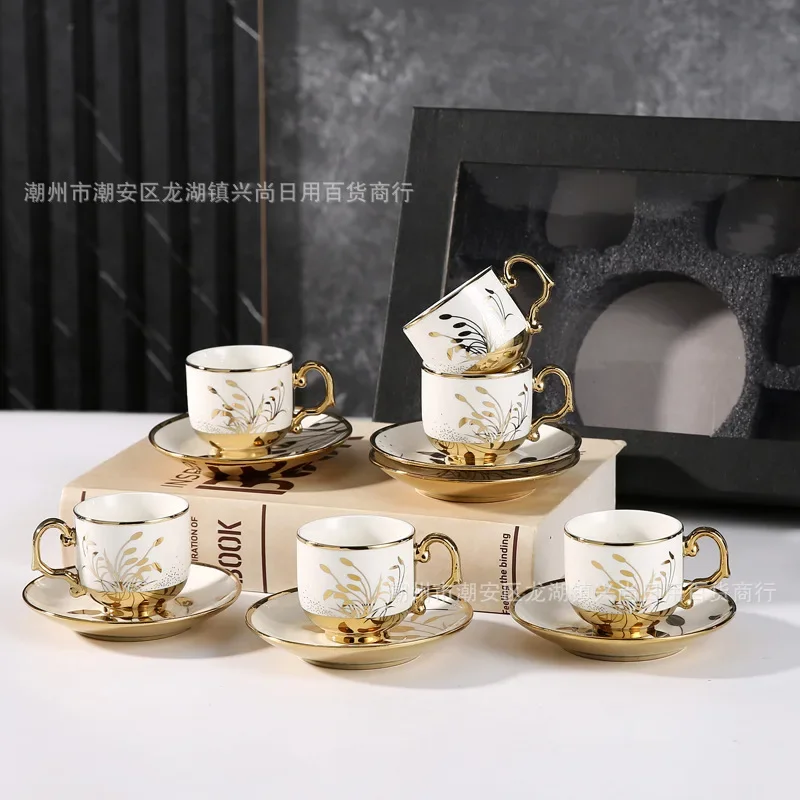 coffee cup and saucer set ceramic electroplated cup and saucer set 6 cups and 6 saucers