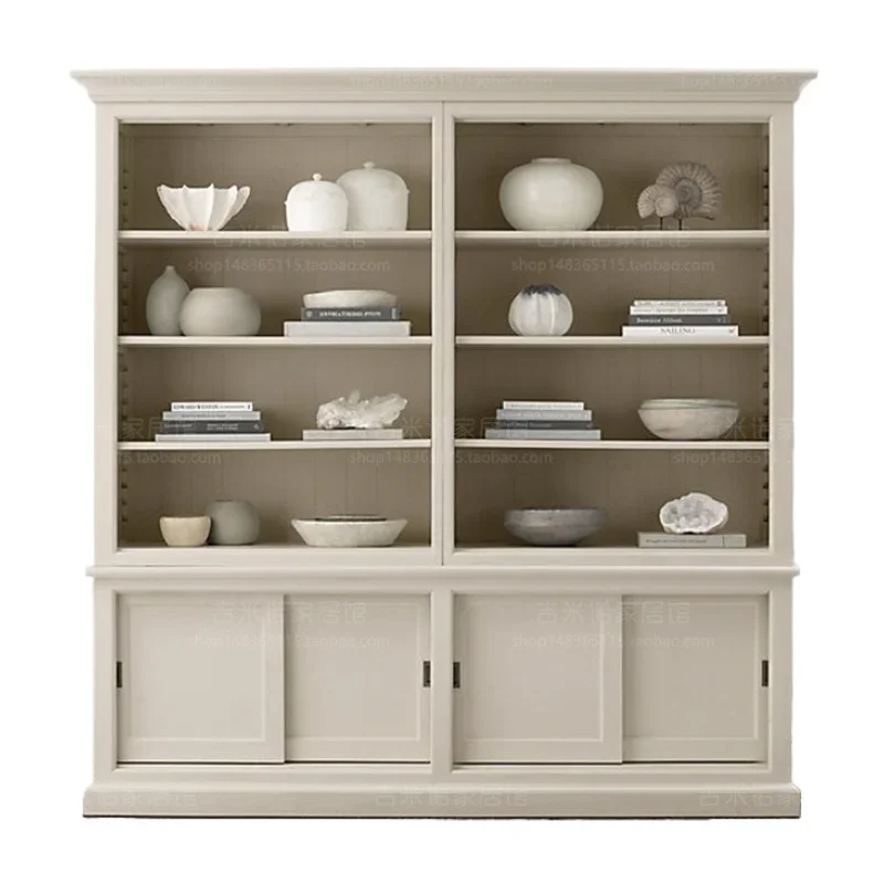 

American all solid wood dining side cabinet wine cabinet integrated against the wall kitchen living room cupboard dining room