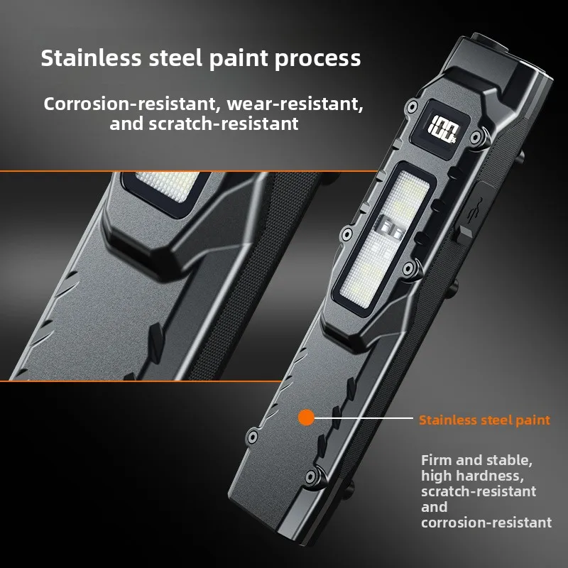 

Tactical Bright Flashlight, Ultra-Bright Self-Defense, Ultra-Thin Work Light, Rechargeable Three-Light Source Outdoor Flashlight