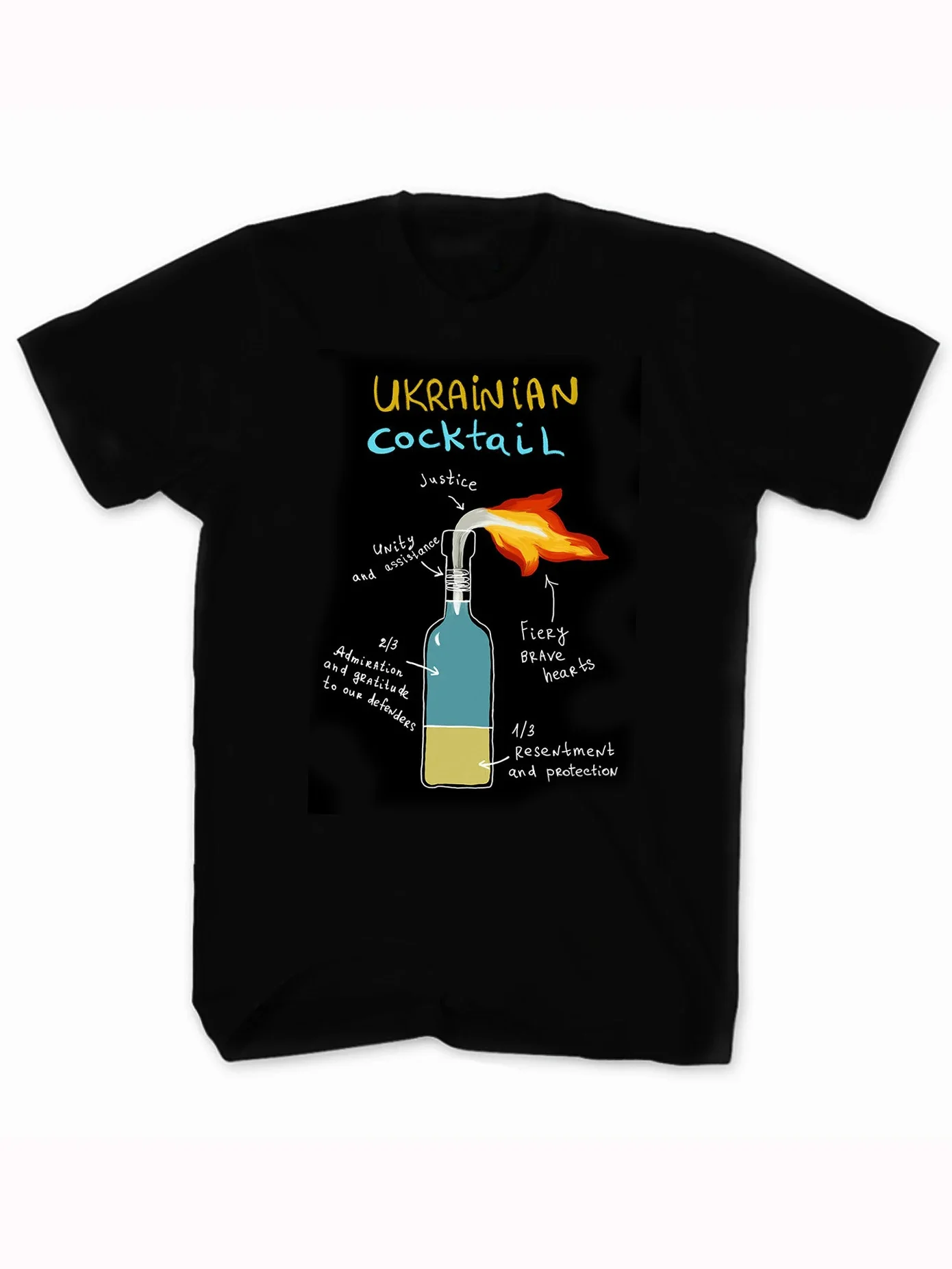 Ukrainian Cocktail Glory To Ukraine T Shirt. High Quality Cotton, Breathable Top, Loose Casual T-shirt Sizes S-3XL