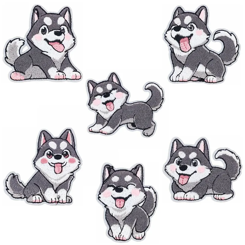 

Husky Puppy Iron-On Embroidery Badge Patches for DIY Hole T-shirt Jeans Backpack Clothing Pants Appliques Decor Sticker