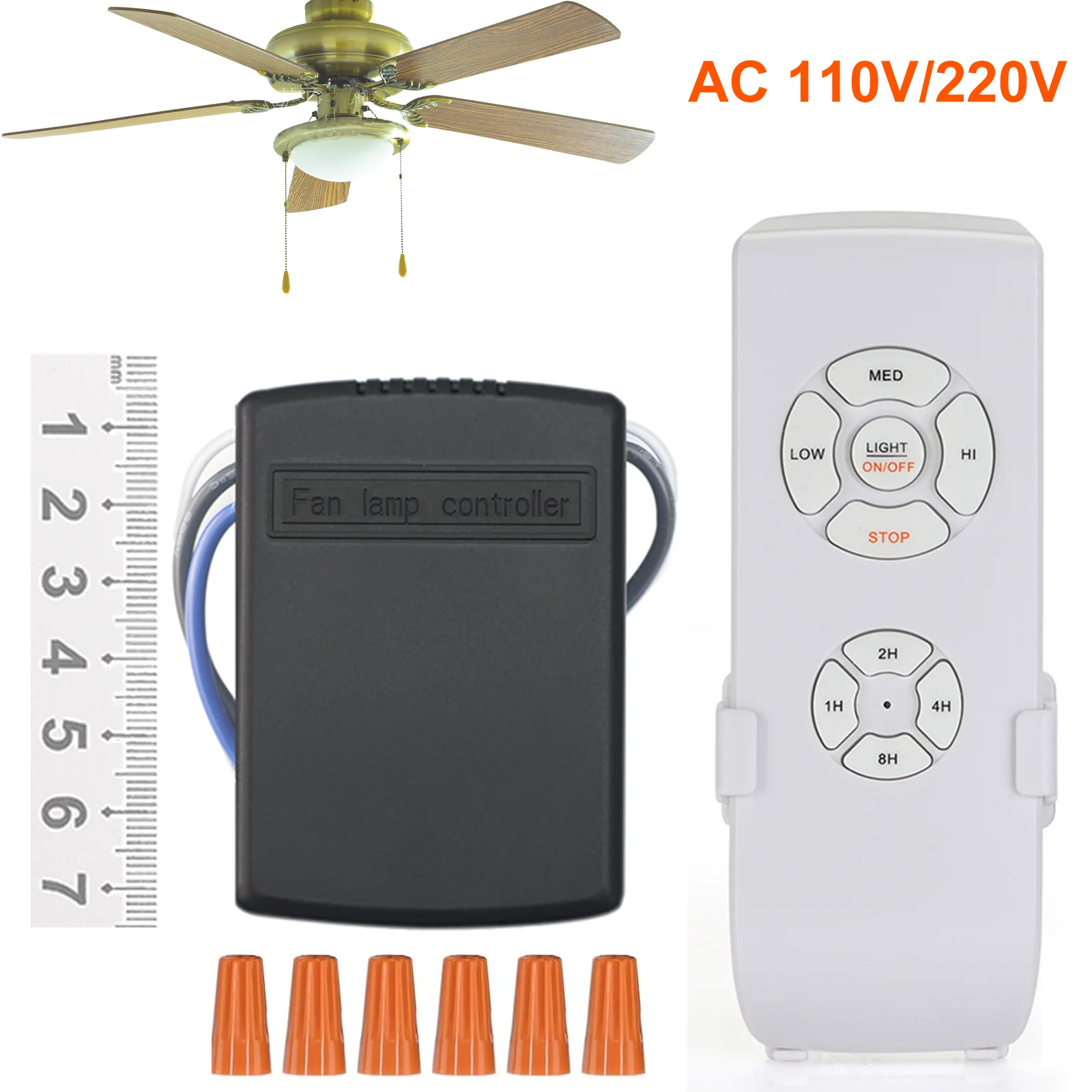 QIACHIP MiNi Ceiling Fan Lamp Remote Control Kit AC 110-220V Timing Control Switches Adjusted Wind Speed Transmitter Receiver