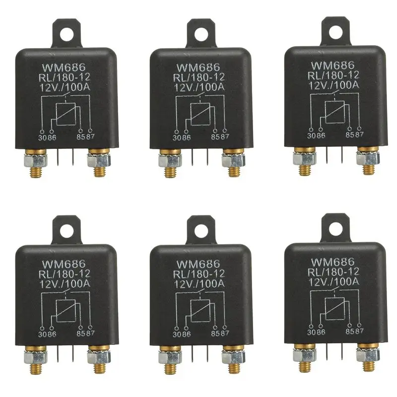 M12K-6X 12V 100Amp 4-Pin Heavy Duty ON/OFF Switch Split Charge Relay For Auto Boat Van Black